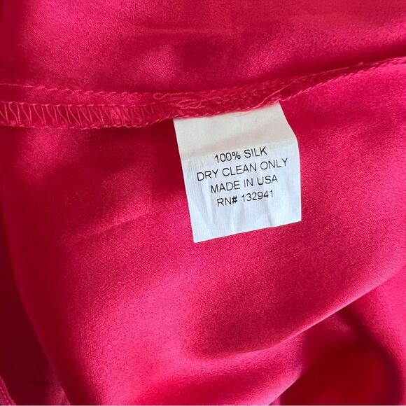 Amanda Uprichard 100% Silk Red Waist Tie Shirt Mini Dress Size Small - Picture 9 of 10